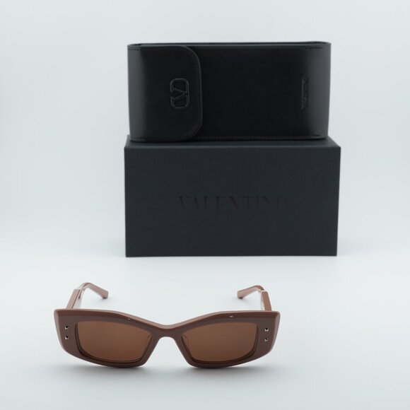 Valentino V-QUATTRO VLS-109H Rectangle Sunglasses - Caramel/Brown - Picture 2 of 10